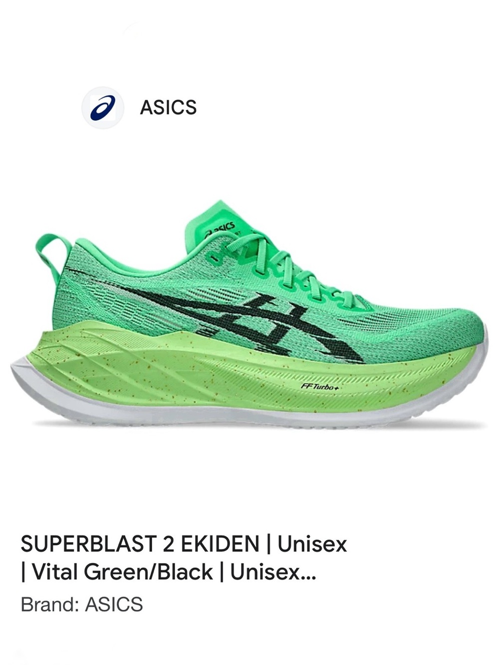 Asics Running Shoes Superblast 2 Vital Green and Black Men’s 11 Women’s 12.5 - Picture 10 of 11